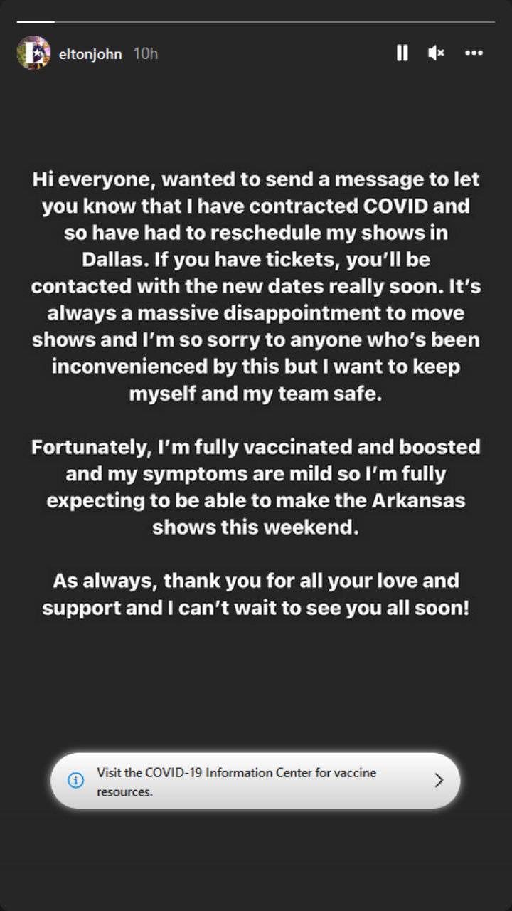 Elton John's IG Story