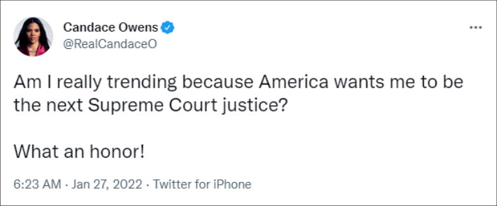 Candace Owens' Tweet