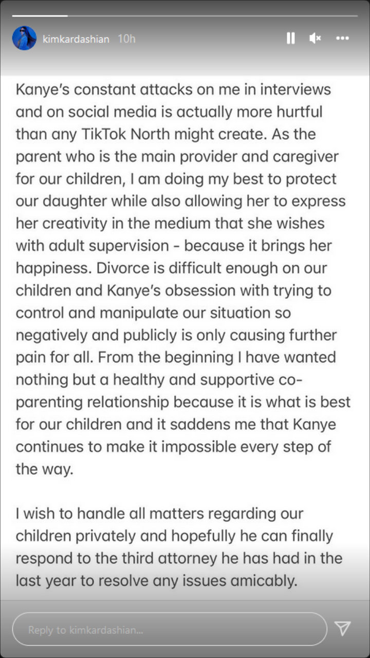 Kim Kardashian's IG Story