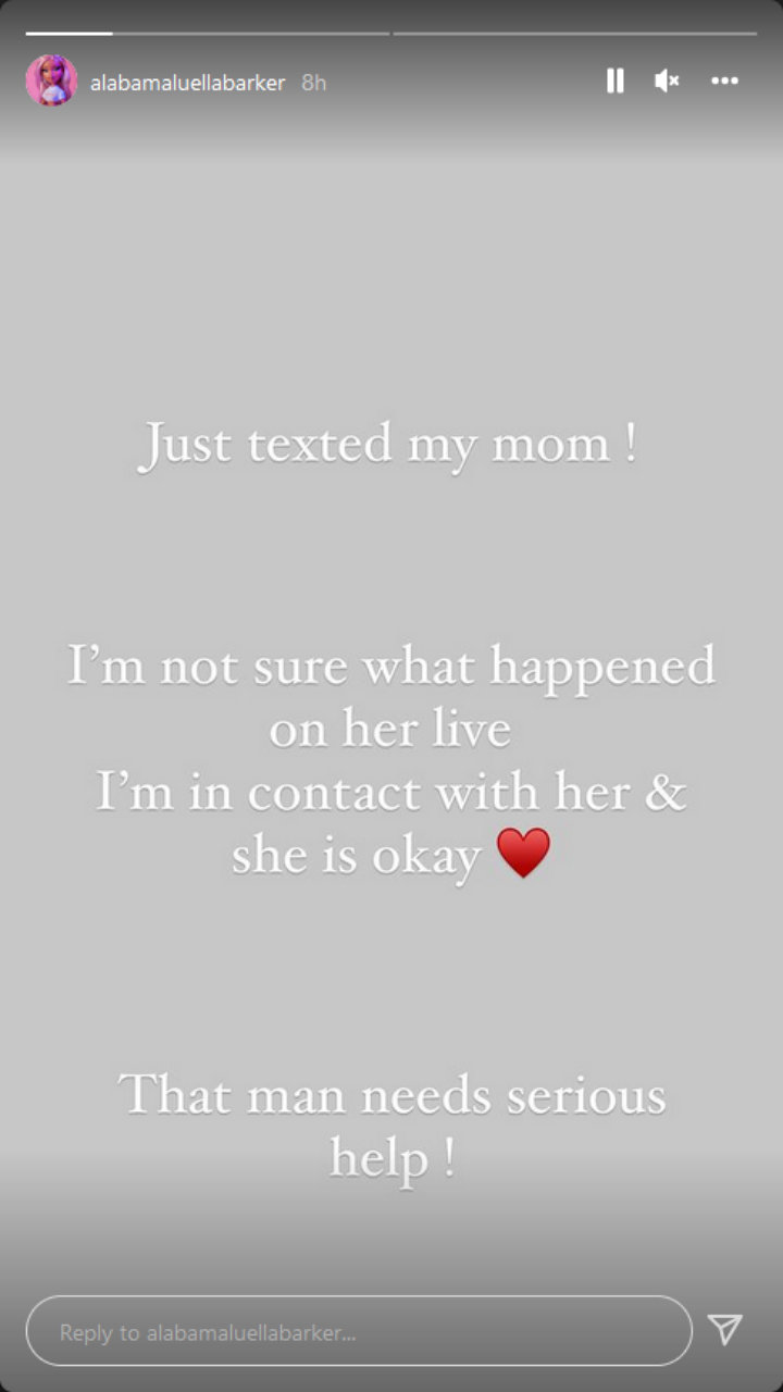 Alabama Barker via IG Story