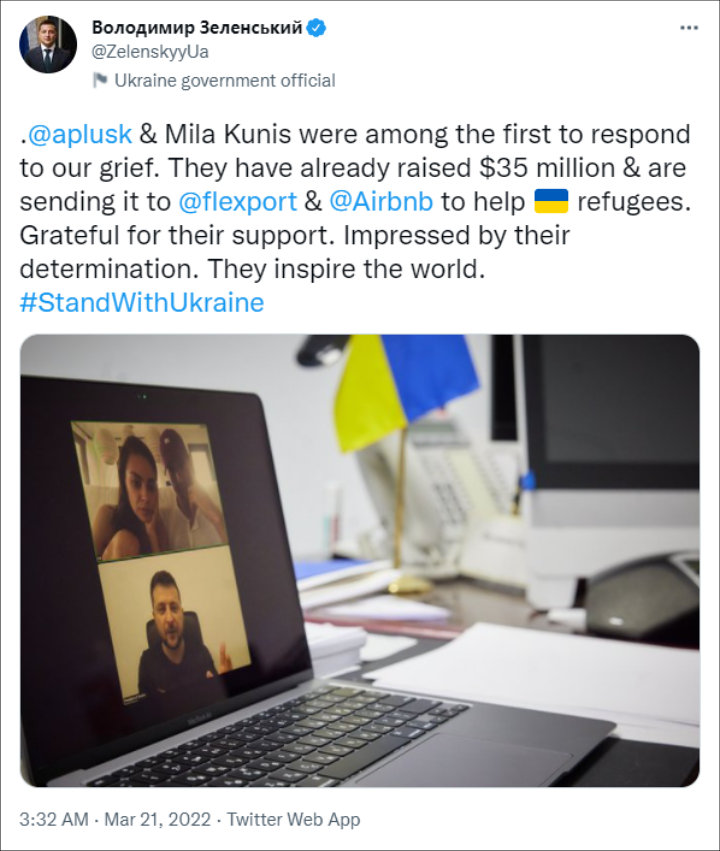 Volodymyr Zelensky's Tweet