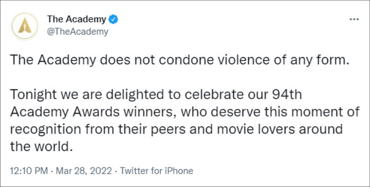 The Academy's Tweet