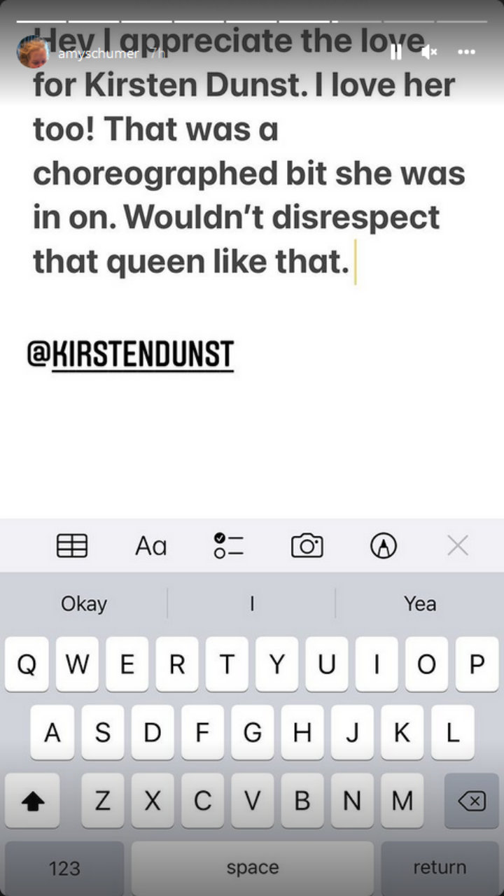 Amy Schumer Responds After Being Accused of Disrespecting Kirsten Dunst