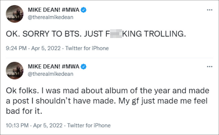 Mike Dean's Tweet