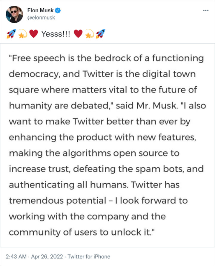 Elon Musk via Twitter