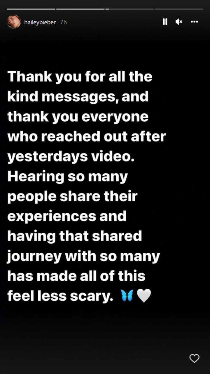 Hailey Baldwin via IG Story