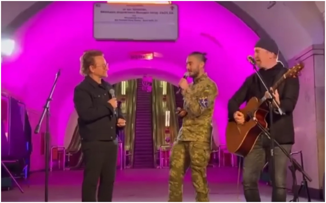 U2's Bono and The Edge Join Forces in Performance at Ukraine's Bomb Shelter