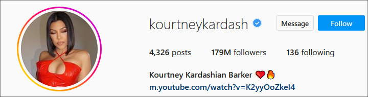 Kourtney Kardashian Instagram bio