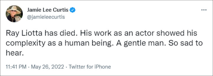 Jamie Lee Curtis' Tweet