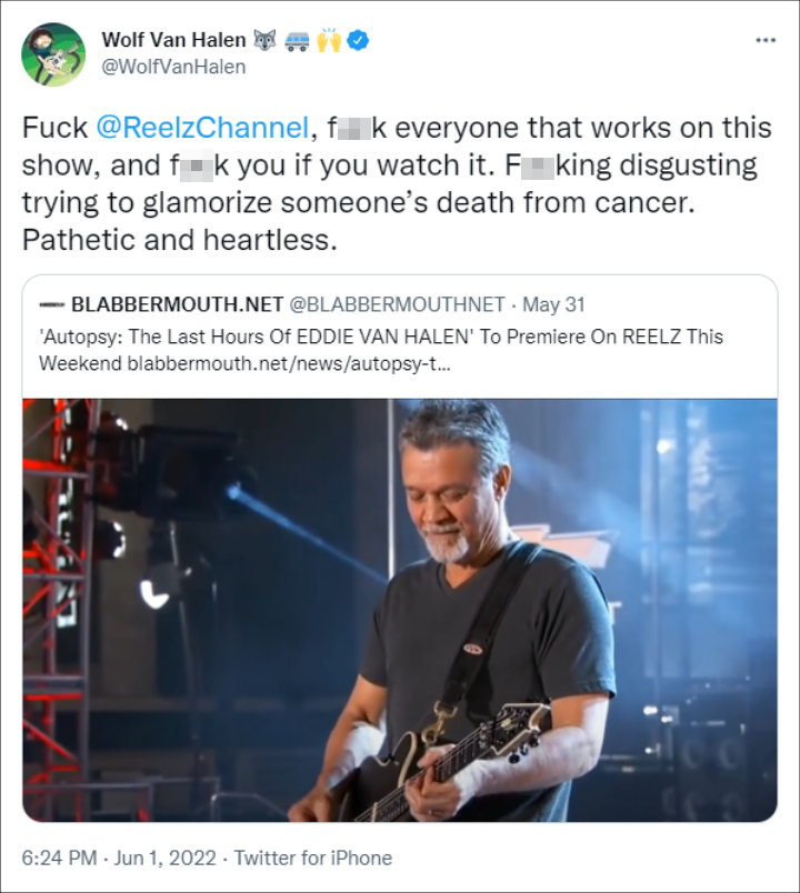 Wolfgang Van Halen's tweet