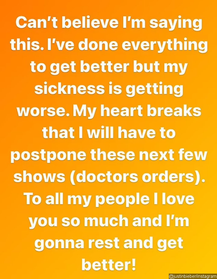 Justin Bieber via Instagram Story