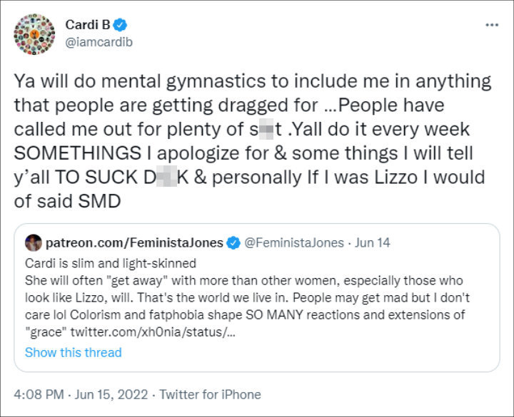 Cardi B tweet