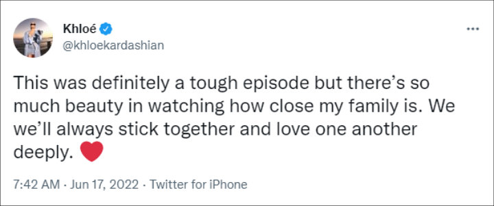 Khloe Kardashian's tweet