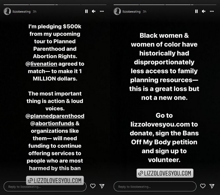 Lizzo's IG Story
