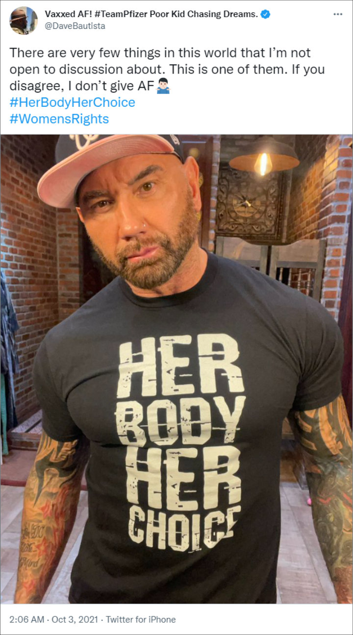 dave bautista's tweet