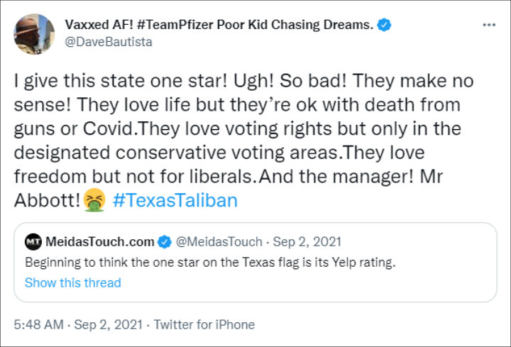 Dave Bautista tweet