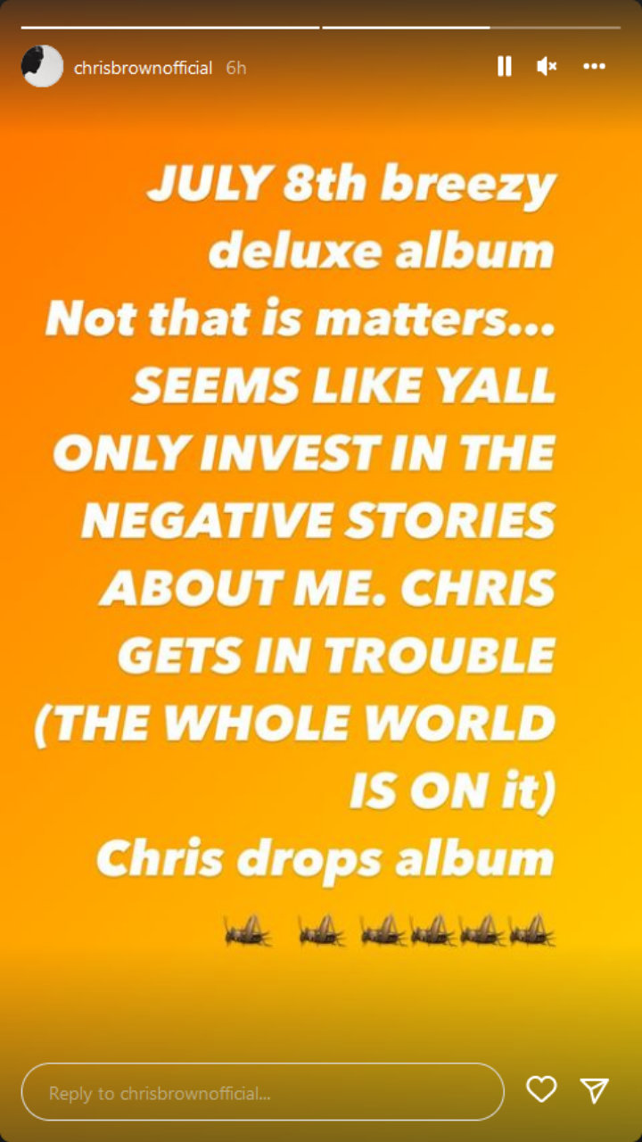 Chris Brown's IG Story