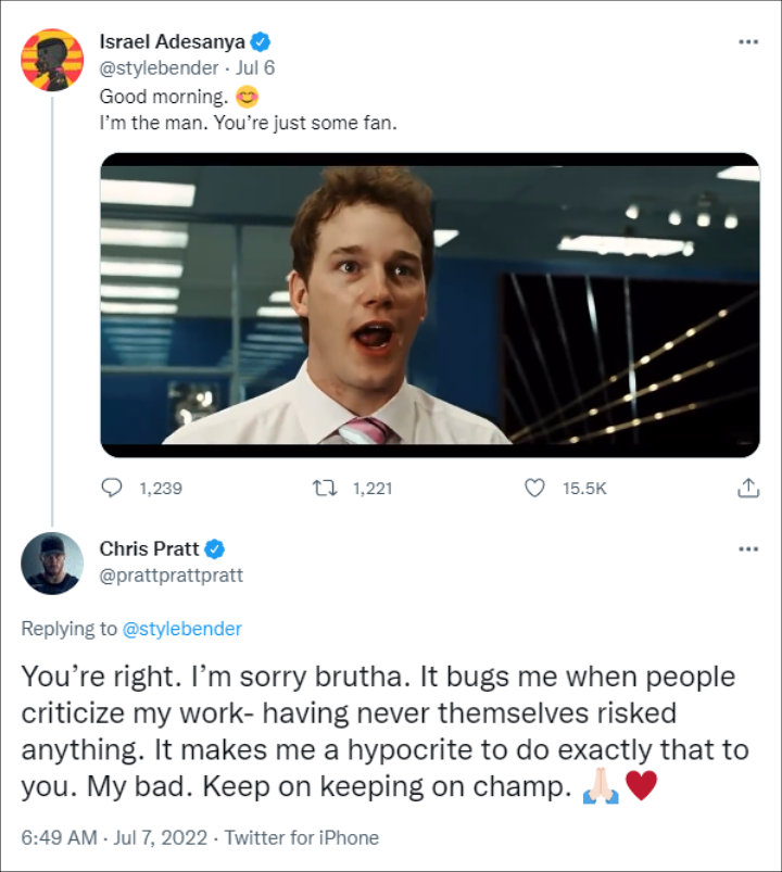 Chris Pratt's tweet