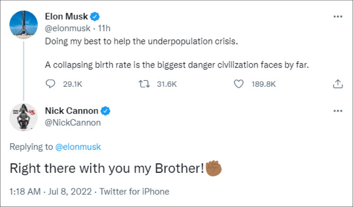 Nick Cannon's Reply to Elon Musk's Tweet