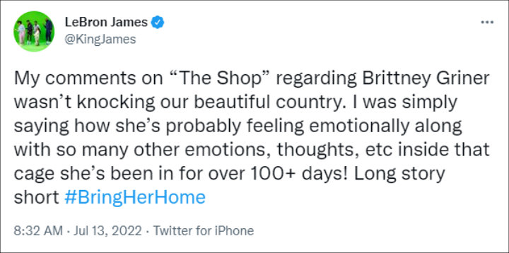 LeBron James' Tweet