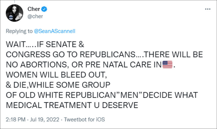 Cher's tweet