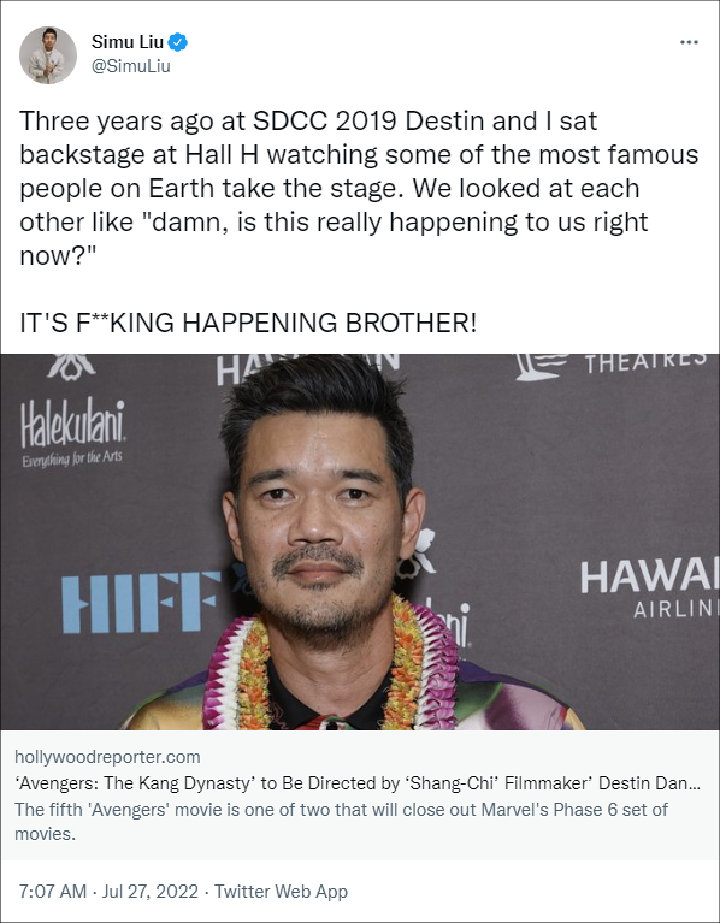 Simu Liu's Tweet