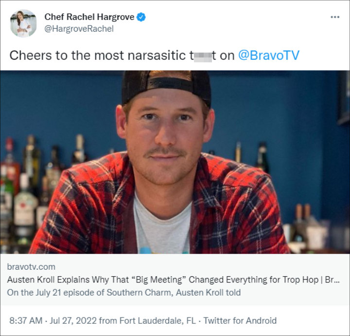 Rachel Hargrove's tweet