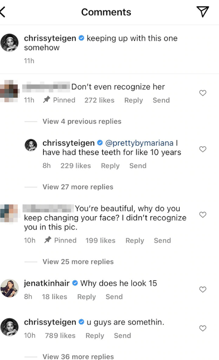 Comments on Chrissy Teigen's IG Post