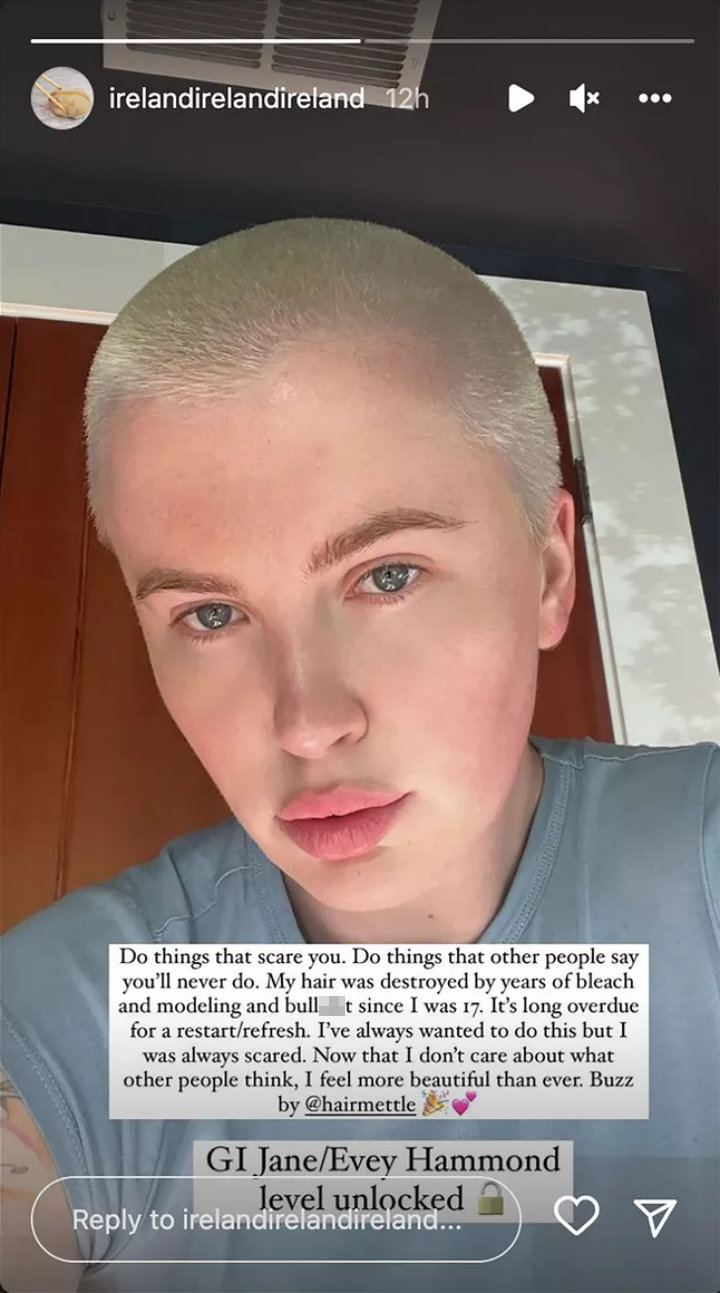 Ireland Baldwin Shocks Fans With New ShavedHead Look 'Buzzed'