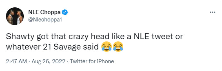 NLE Choppa's tweet