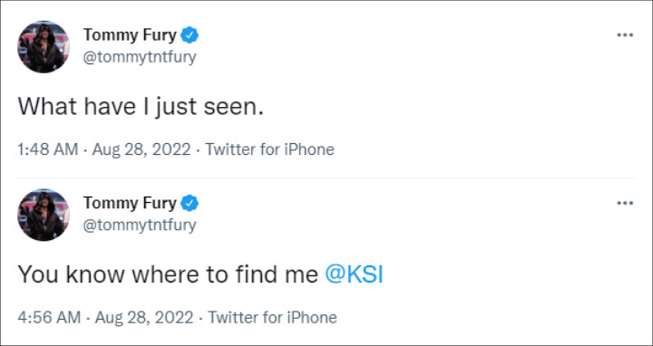 Tommy Fury's tweets