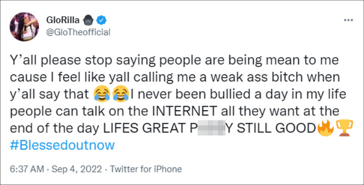 GloRilla's tweet