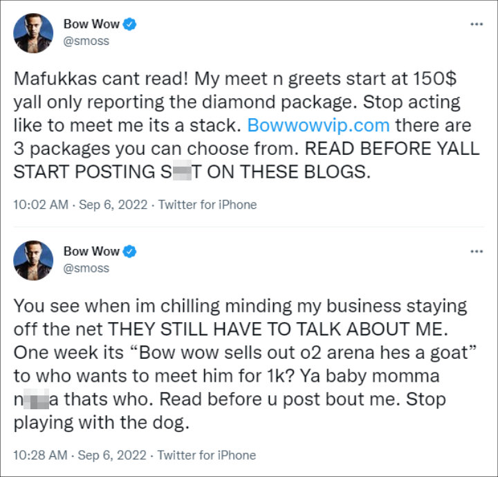 Bow Wow Defends Himself After Being Slammed for Selling 1K Meet and