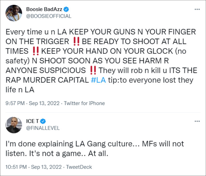 Boosie Badazz and Ice-T via Twitter