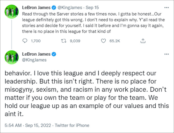 LeBron James' tweets