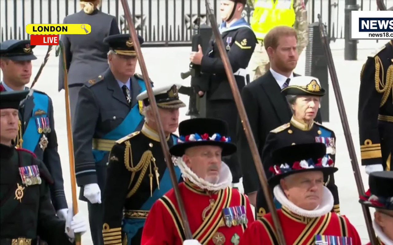 Queen Elizabeth's State Funeral: King Charles, William and Harry Escort the Coffin