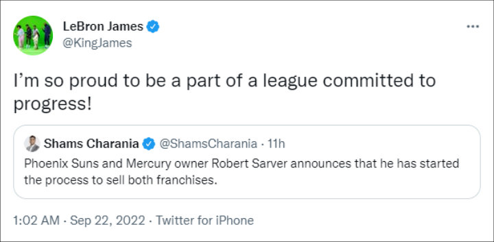 LeBron James' tweet