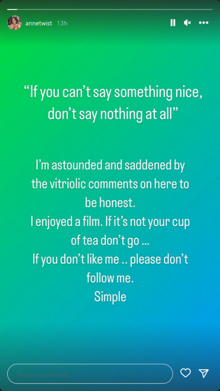 Anne Twist's IG Story