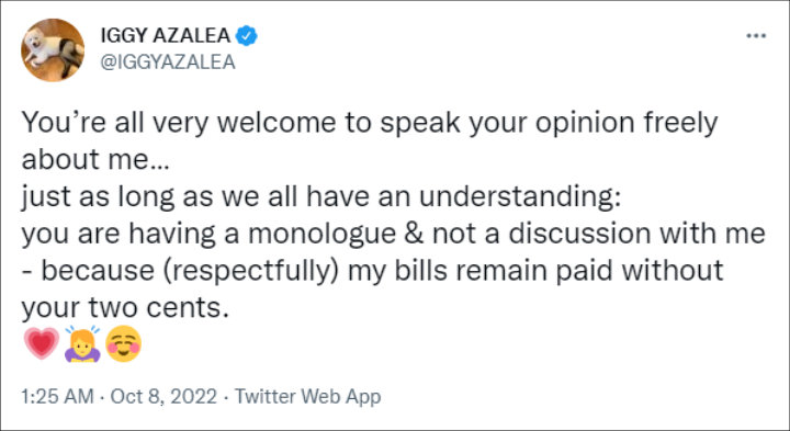Iggy Azalea's tweet
