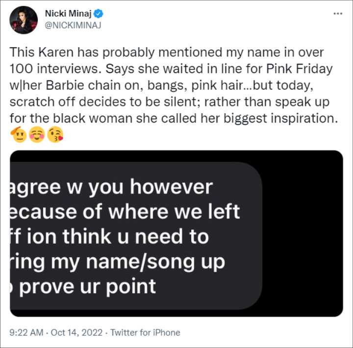 Nicki Minaj's tweet