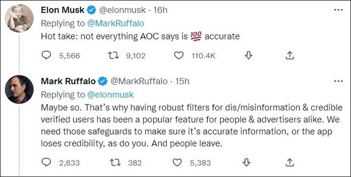 Elon Musk responds to Mark Ruffalo