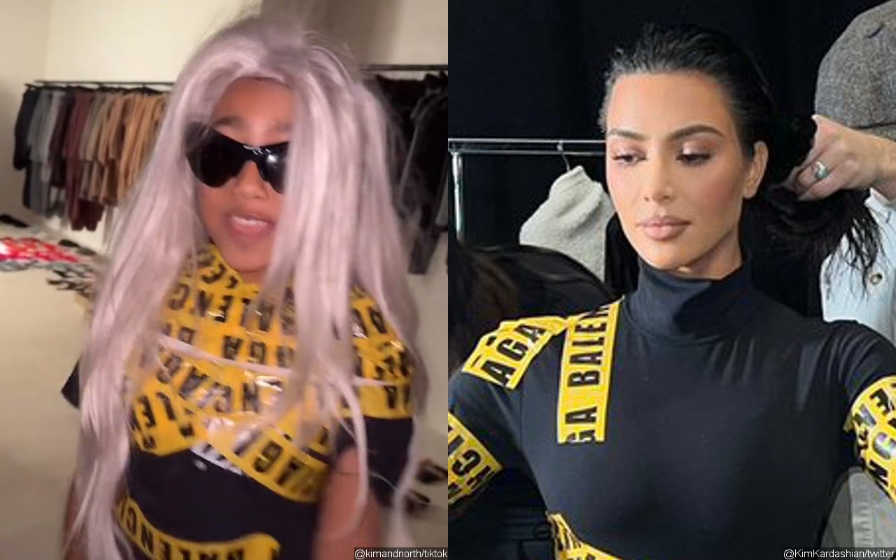 North West Mocks Mom Kim Kardashian's Infamous Balenciaga Tape Outfit 