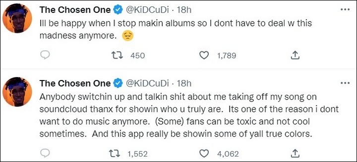 Kid Cudi fires back at fans' criticism