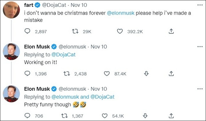 Doja Cat asks for Elon Musk's help