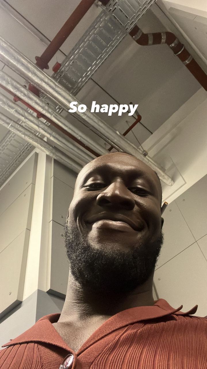 Stormzy showed smiles after posing with Taylor Swift