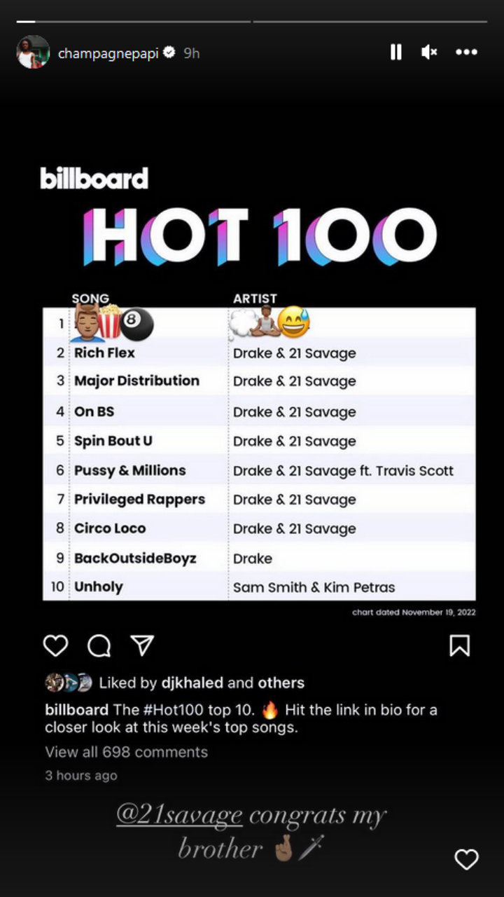 Drake's IG Story