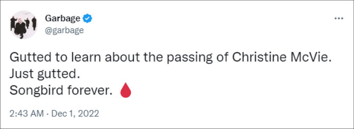 Garbage's tweet