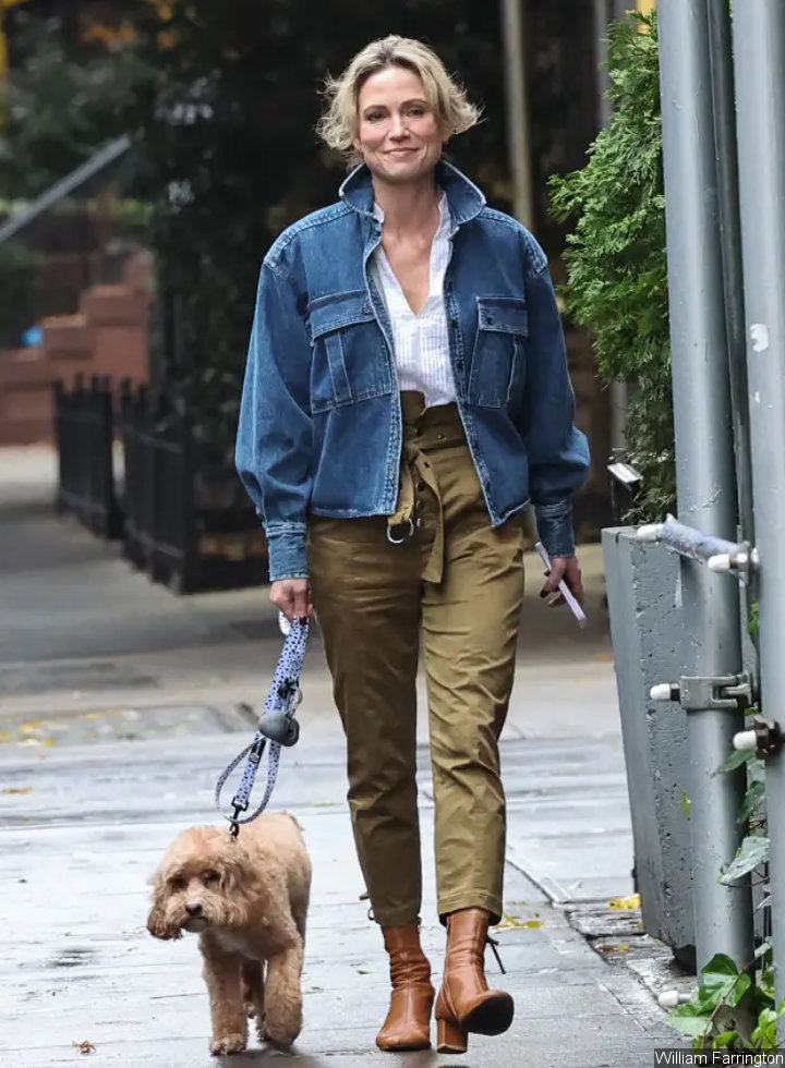 Amy Robach Walks Her Dog in NYC Neighborhood