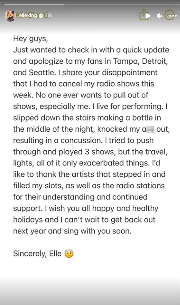 Elle King's Instagram Story