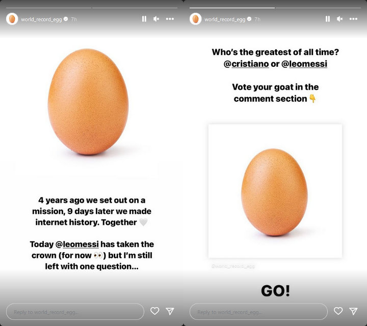 World Record Egg's IG Post